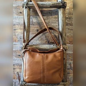 Montana West Brown Leather Shoulder Bag With Clutch Handle A03